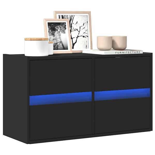 vidaXL TV nástenná skrinka s LED svetlami čierna 80x31x45 cm