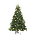 vidaXL Umelý vianočný stromček s 300 LED-i Zelená 180 cm PE a PVC