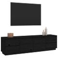 vidaXL TV skrinka čierna 176x37x47,5 cm masívna borovica