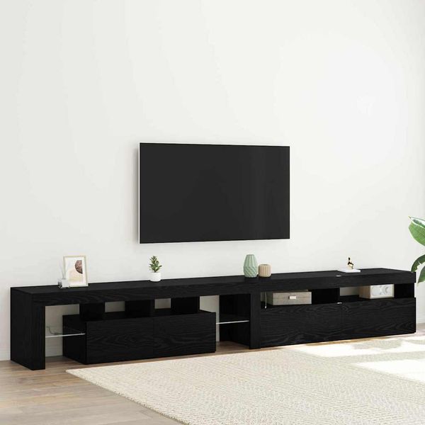 vidaXL TV skrinka 2 pcs Čierny dub 260 x 37 x 40 cm Kompozitné drevo