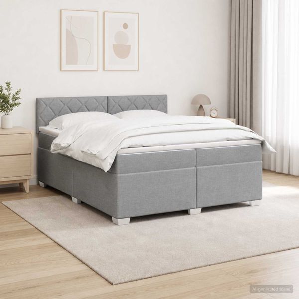 vidaXL Posteľ s boxspringom a matracom a LED Svetlosivá 200 x 200 cm