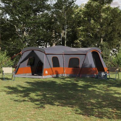vidaXL Stan pre 16 osôb so strechou Šedá a oranžová 680 x 510 x 210 cm