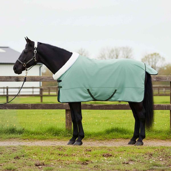 vidaXL Plášť pre kone Plná tmavozelená 145 cm Polárna fleece