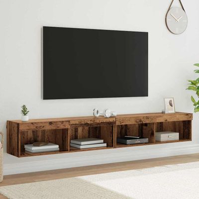 vidaXL Zostava TV skriniek s LED 2 pcs Staré drevo 100 x 30 x 30 cm