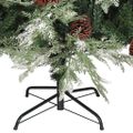 vidaXL Osvetlený vianočný stromček+šišky, zeleno biely 225cm, PVC a PE