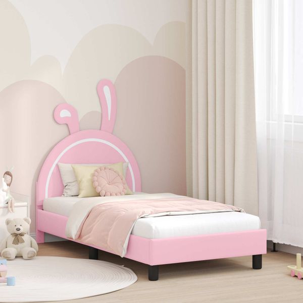 vidaXL Detský rám na posteľ s čelom Ružová 80 x 160 cm PU