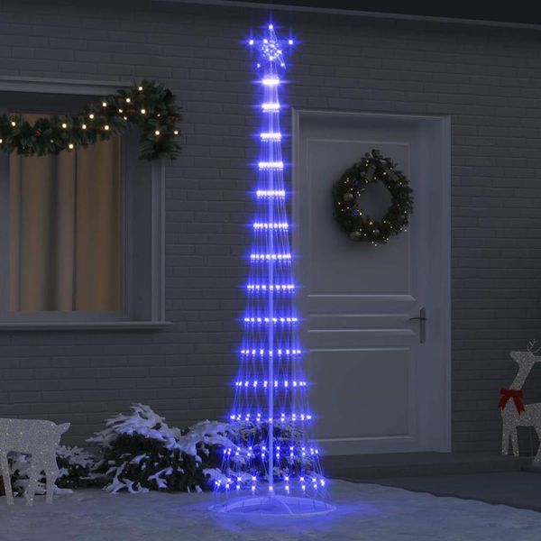 vidaXL LED vianočný stromček s 290 LED-i so stojanom Modrá 250 cm Kov