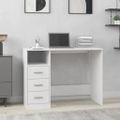 vidaXL Stolík so zásuvkami biely 102x50x76 cm spracované drevo