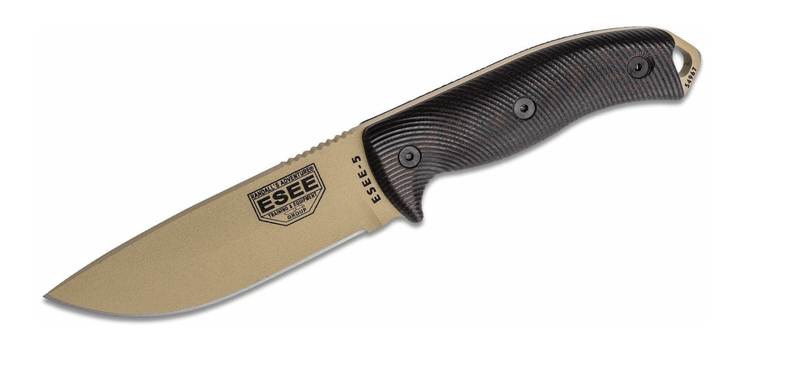 ESEE 5PDT-004 Model 5 outdoorový nôž 13,2 cm, čierno-červená, piesková, G10, puzdro Kydex