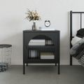vidaXL Nočný stolík čierny 50x35x60 cm sklo a oceľ