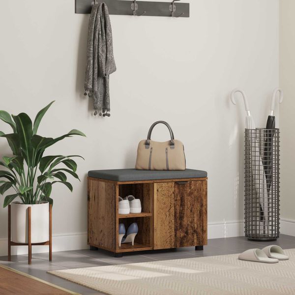 vidaXL Predsieňová lavica s vankúšom Staré drevo 60 x 38 x 46 cm