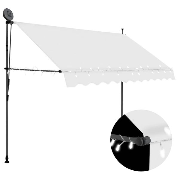 vidaXL Ručne zaťahovacia markíza s LED 250 cm, krémová
