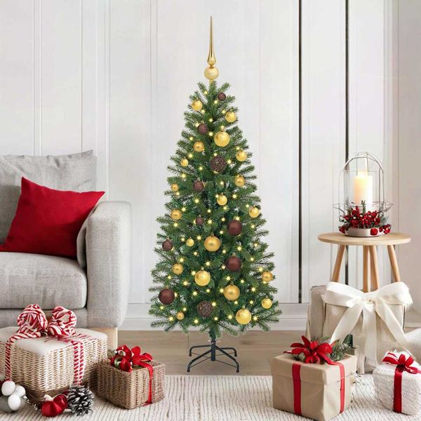 vidaXL Umelý vianočný stromček s 150 LED-i Zelená 120 cm PE a PVC