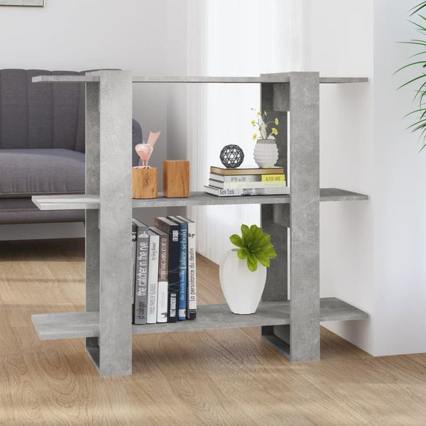 vidaXL Knižnica/deliaca stena betónová sivá 100x30x87 cm