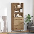 vidaXL Highboard Remeselný dub 69,5 x 34 x 180 cm Kompozitné drevo
