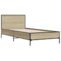 vidaXL Posteľný rám dub sonoma 90x190 cm kompozitné drevo a kov