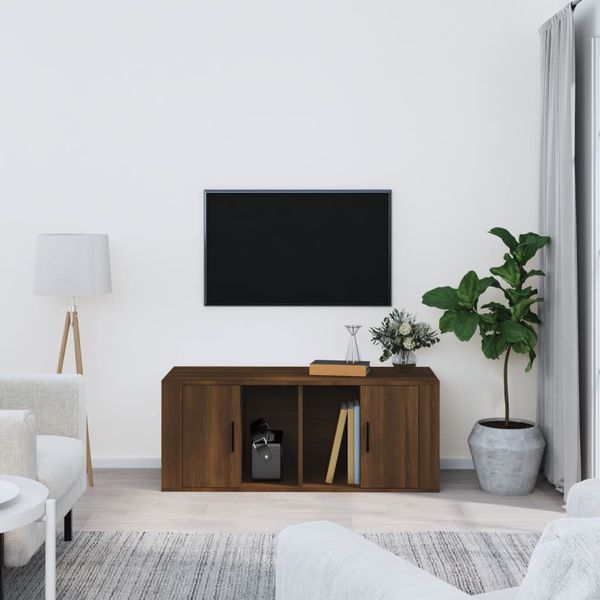 vidaXL TV skrinka hnedý dub 100x35x40 cm spracované drevo