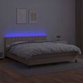 vidaXL Boxspring posteľ matrac a LED kapučínová 160x200 cm umelá koža