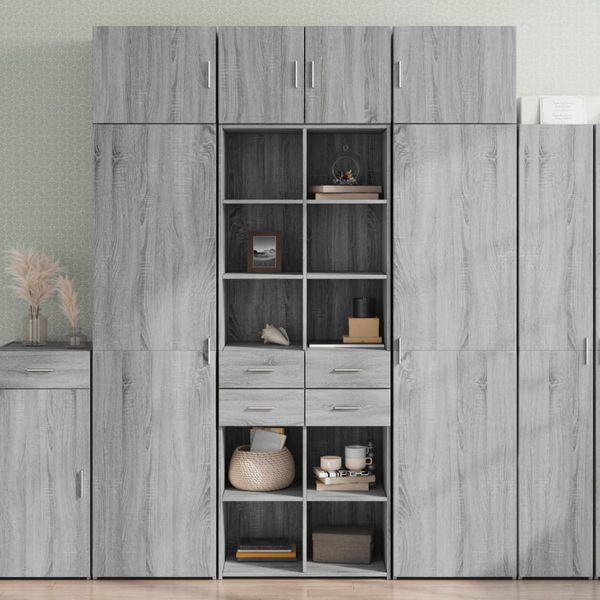 vidaXL Vysoká skrinka sivá sonoma 70x42,5x185 cm kompozitné drevo