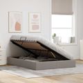 vidaXL Otomanový posteľný rám s úložiskom Sivohnedá 140 x 190 cm látka