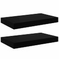 vidaXL Plávajúce nástenné police 2 ks, lesklé čierne 40x23,5x3,8 cm, MDF