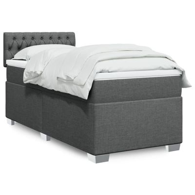 vidaXL Boxspring posteľ s matracom tmavosivá 90x200 cm látka