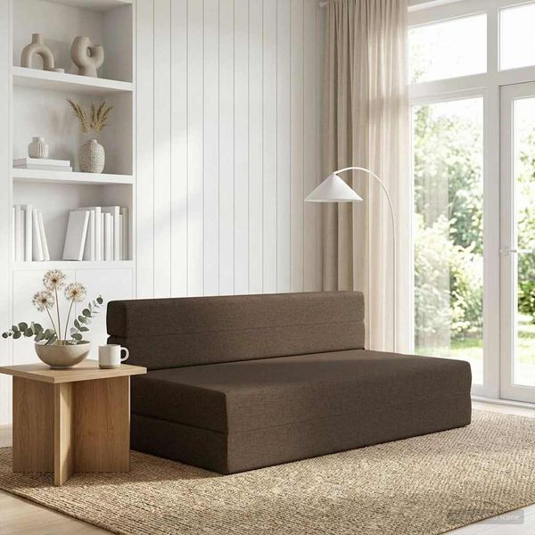 vidaXL Skladacia pohovka na spaní Sivohnedá 152 x 86,5 x 60 cm Látka