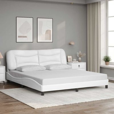 vidaXL Rám postele bez matraca Hvar biely 180x200 cm umelá koža