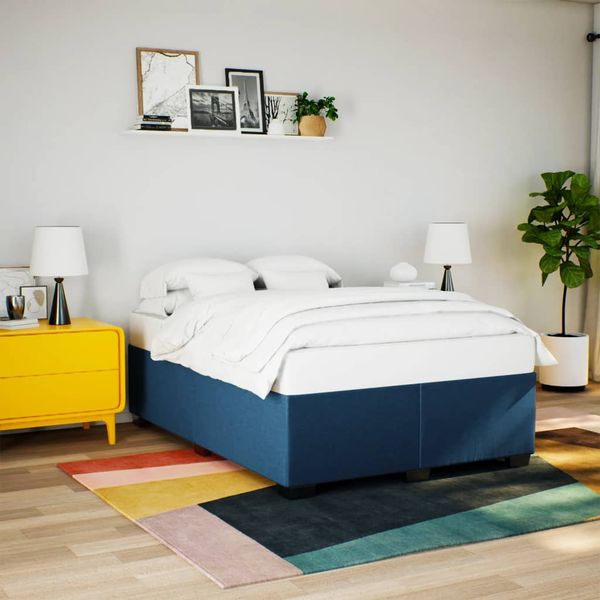 vidaXL Posteľ bez matraca modrá 140x190 cm látka