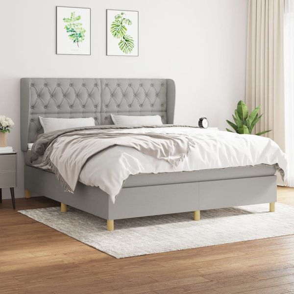 vidaXL Boxspring posteľ s matracom svetlosivá 100x200 cm látka