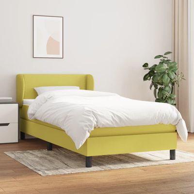 vidaXL Posteľný rám boxspring s matracom zelený 90x190 cm látka