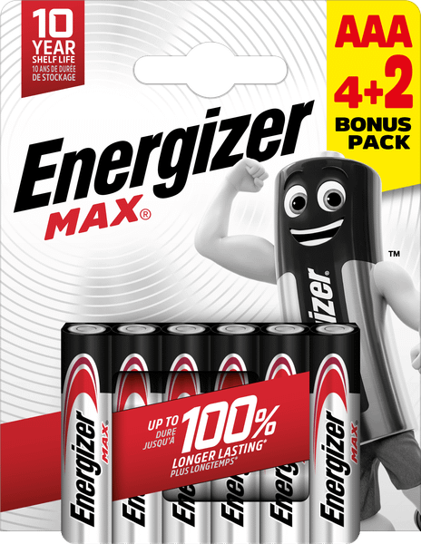 Energizer Max AAA alkalické batérie 6ks (4+2) E303328200