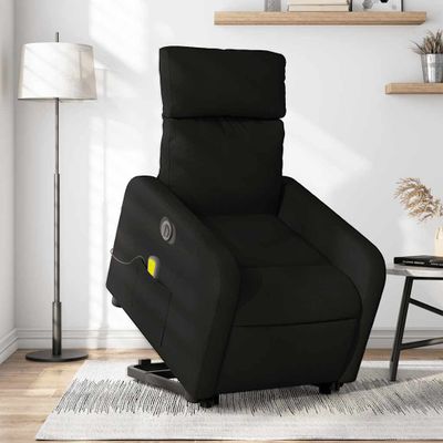vidaXL Zdvíhacie a sklápacie elektrické masážne kreslo, čierne, látka