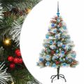 vidaXL Umelý vianočný stromček Zelená a biela 150 cm PVC, kov a plast