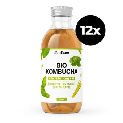 BIO Kombucha - GymBeam, mäta & citrónová tráva, 12 x 330 ml