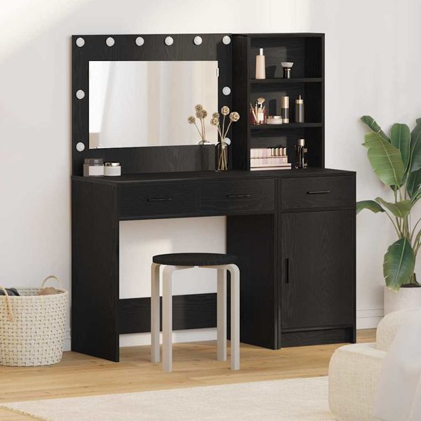 vidaXL Toaletný stolík so zásuvkou 2 pcs Čierna Kompozitné drevo