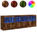 vidaXL Komoda s LED svetlami dymový dub 202x37x67 cm