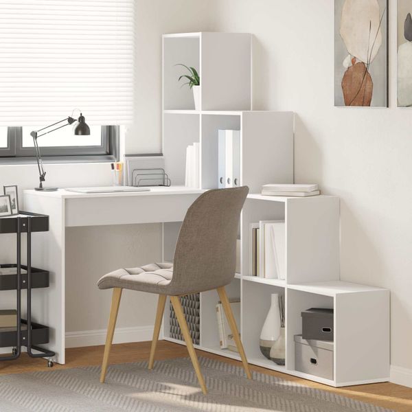 vidaXL Rohový stôl Biela 101,5 x 149,5 x 149,5 cm Kompozitné drevo