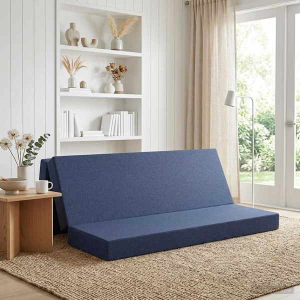 vidaXL Skladacia pohovka na spaní 200 x 67 x 45 cm Modrá