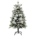 vidaXL Osvetlený vianočný stromček, zasnežený, šišky 150 cm, PVC a PE
