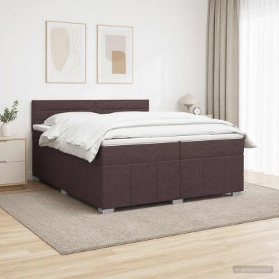 vidaXL LED boxspring posteľ s matracom Tmavohnedá 200 x 200 cm Látka