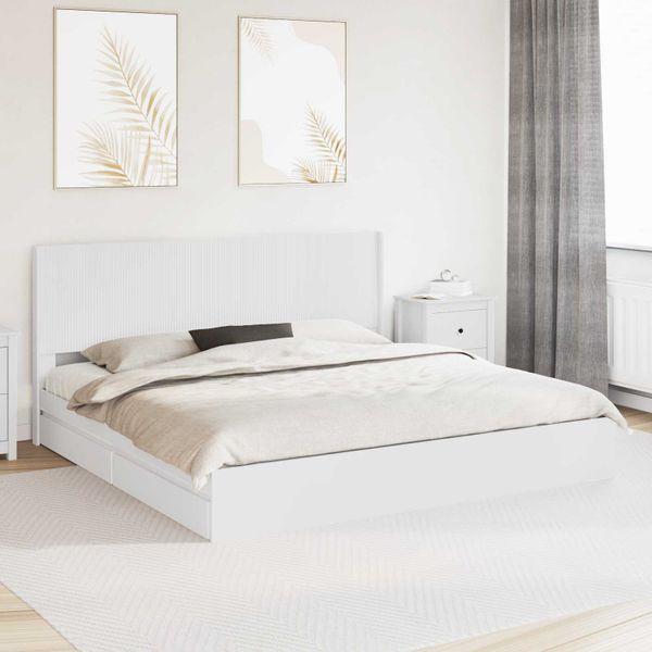 vidaXL Posteľový rám s úložným priestorom a čelom Biela 180 x 200 cm