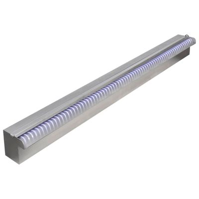 Obdĺžniková bazénová fontána/vodopád s LED, nehrdzavejúca oceľ 90 cm