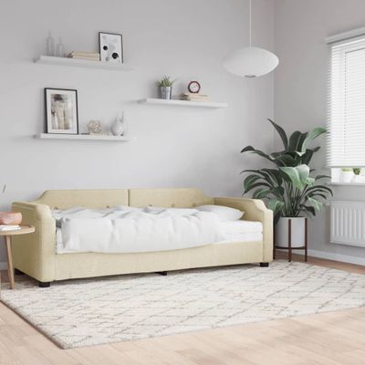 vidaXL Denná posteľ s matracom krémová 100x200 cm látka