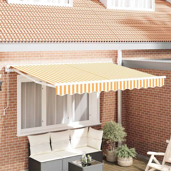 vidaXL Rám markízy Žltá a biela 250 x 200 cm Polyester s PU povrchom