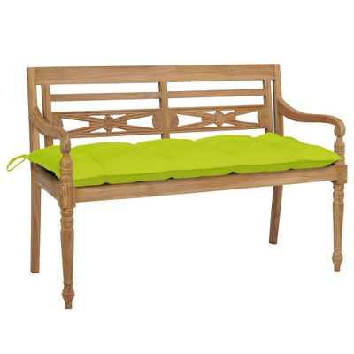 vidaXL Lavička Batavia s bledozelenou podložkou 120 cm tíkový masív