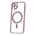 Farebné Chrome Mag puzdro pre iPhone 13 6,1" ružové zlato