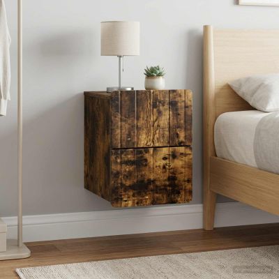 vidaXL Nástenná nočná skrinka 2 ks Dymový dub 33 x 34,5 x 43 cm