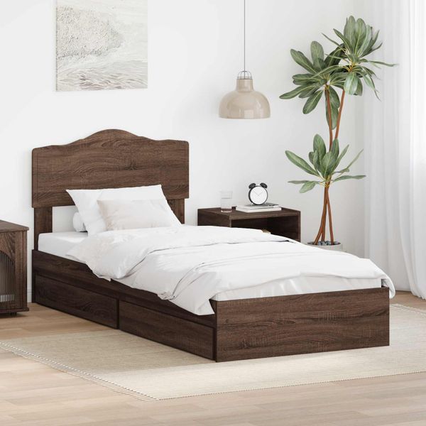 vidaXL Úložná posteľ Hnedý dub 100 x 200 cm Kompozitné drevo