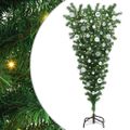 vidaXL Obrátený umelý predsvietený vianočný stromček s guľami 150 cm